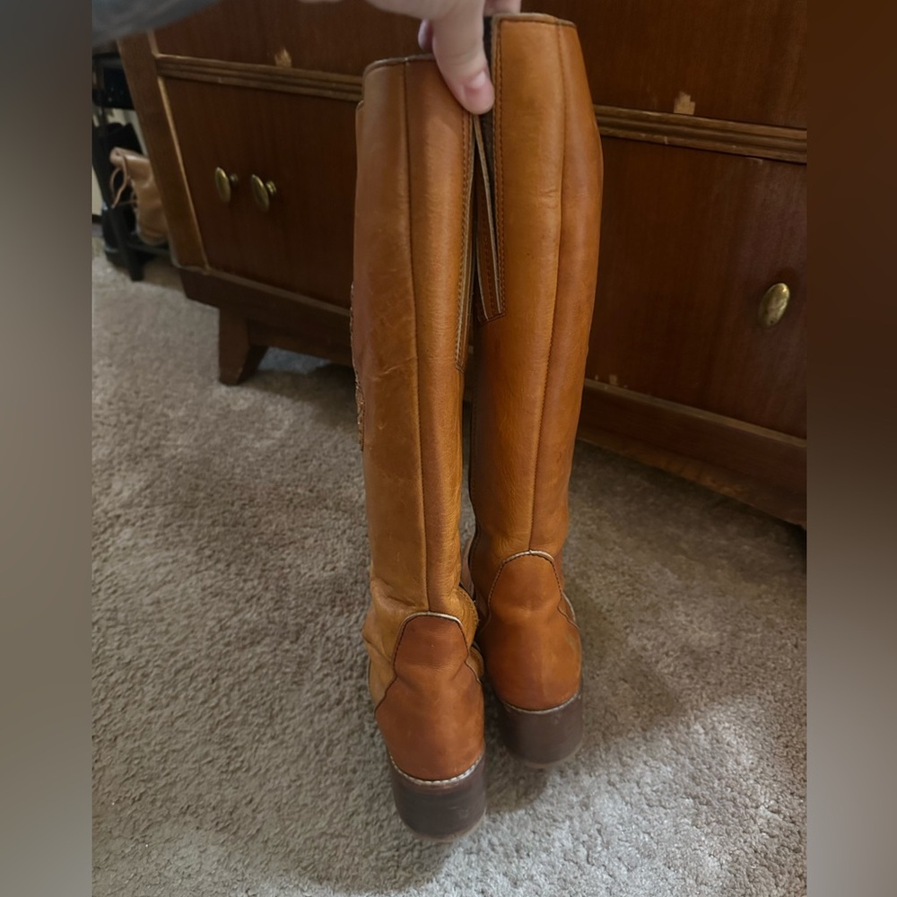 Vintage Zodiac 1970s Leather Campus Boots 8 - Picture 2 of 16